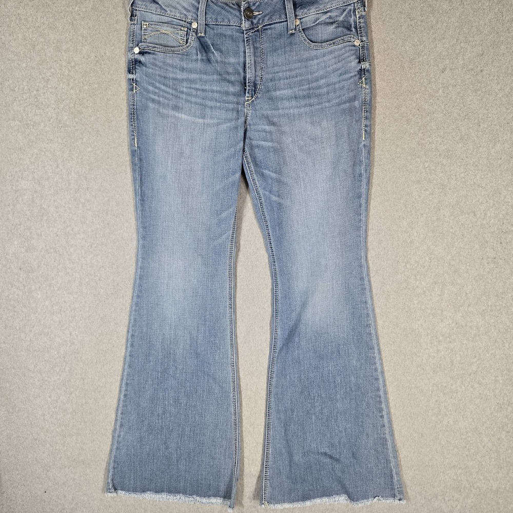 Ariat Women Jeans 32 Light Blue Denim Colorado Real Regina Flare 33" Inseam
